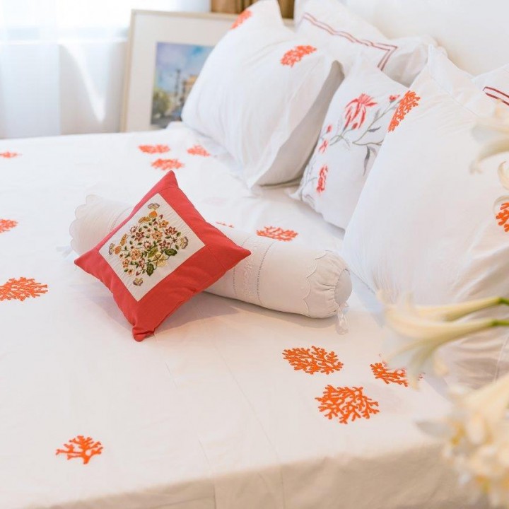 Pillowcase set - coral embroidery